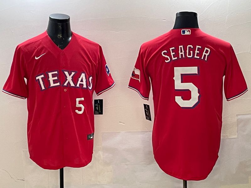 Men Texas Rangers #5 Seager Red Game 2025 Nike MLB Jersey style 2->texas rangers->MLB Jersey